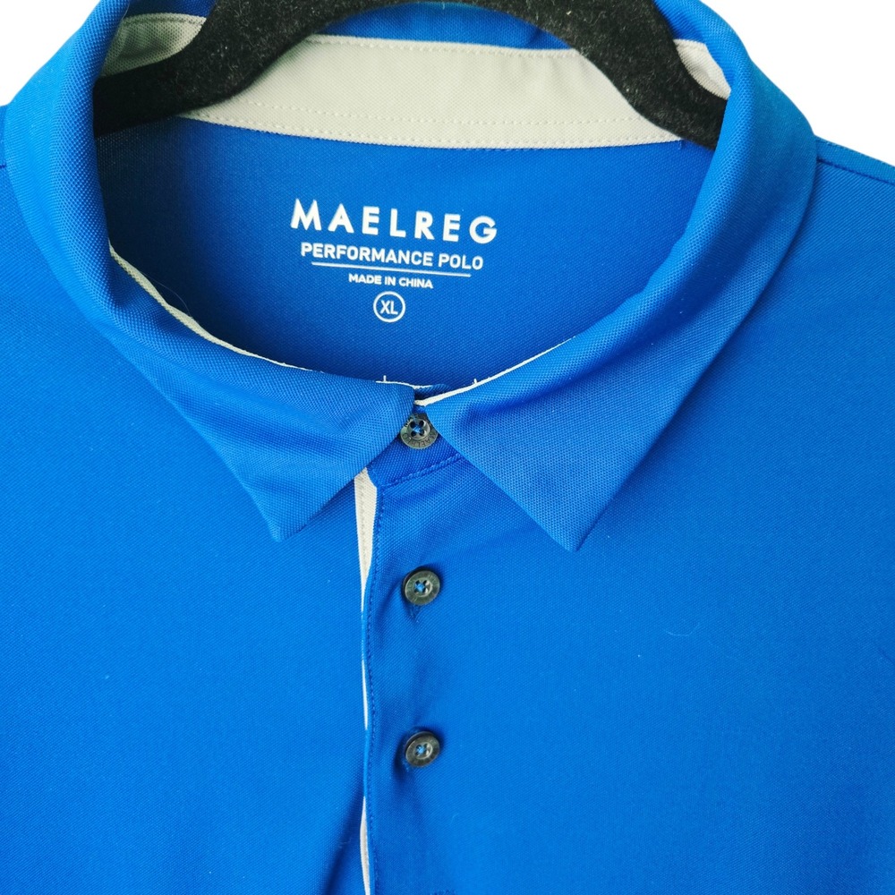 MAELREG Performance Polo Shirt Blue XL Golf‎ Athletic Short Sleeve Button Up Top